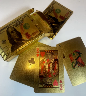 1 Decks Luxury 24K Gold Foil Poker Playing Cards Waterproof Plastic Set Gift - Image 1 of 3