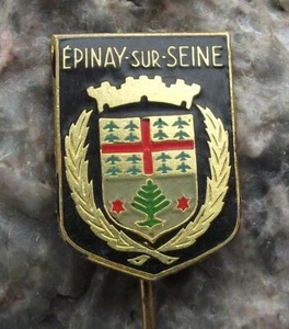Antique Epinay sur Seine France Official Town Crest Heraldic Coat Arms Pin Badge - Picture 1 of 2