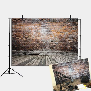 Paredes de ladrillo Fotografía Telones de fondo Retro Foto Fondo Madera Piso Banner - Imagen 1 de 6