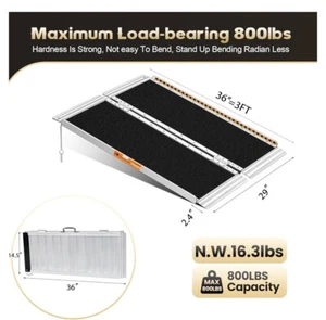 3 Foot Portable Non-Slip Aluminum Folding Wheelchair Access Ramp - Picture 1 of 7