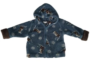 Giacca pile LL Bean 3T bambino bambini sciatori orsi con cappuccio zip intera vintage USA - Foto 1 di 12
