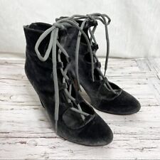 MIA Grey „Ellena“ Velvet Lace Up Round Toe Retro Boots