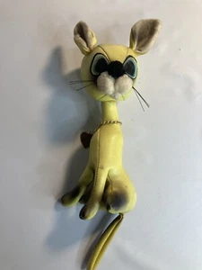 Herman Pecker gelbes Leder Vintage seltene Katze 9 Zoll Plüschtier Stofftier - Bild 1 von 4