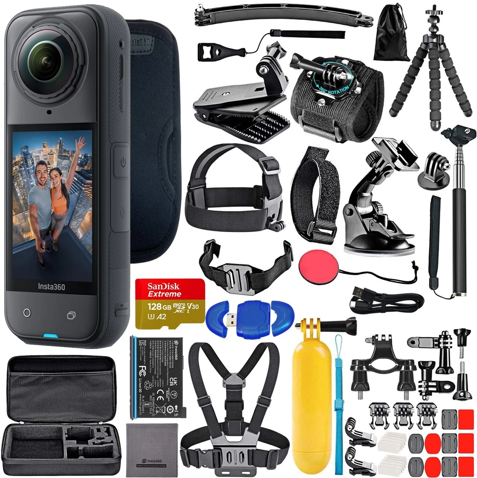 Insta360 X5 8K Pocket Action Video Camera with 128GB Memory + 50 Piece Bundle - Image 1 of 4