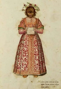 Repro Postcard: Wolf Girl, Antonietta Gonzales, Red Embroidered Tapestry Dress - Picture 1 of 3