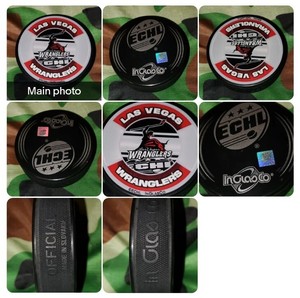 LAS VEGAS WRANGLERS ECHL PUCK SHER-WOOD + INGLASCO MFG. MADE IN SLOVAKIA 🇸🇰