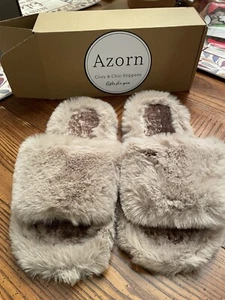 Azorn Women's Fuzzy Slippers Slide On Comfy Plush House Slippers For Indoor New - Picture 1 of 3
