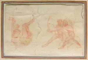 Petit dessin érotique 19e siècle Diable phallus femme nue érotisme - Imagen 1 de 4