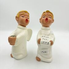2 Papier Mache 6 In Choir Boy & Candle Holder H Painted Vtg Japan Sterling