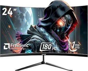Gaming Monitor 24 Inch Curved 180Hz, PC Screen Full HD 1080P, 2800R Frameless Cu - Picture 1 of 6