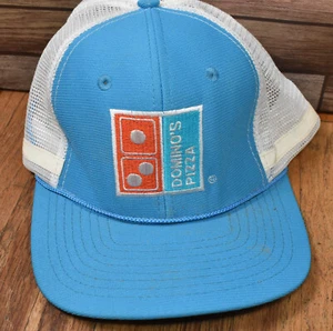 Vintage Dominos Pizza Advertising Snapback Embroidered Logo Trucker Hat - Picture 1 of 4