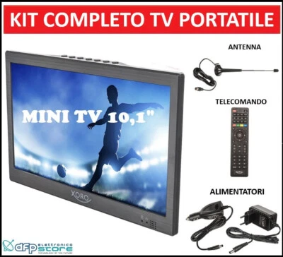 Televisore Piccolo Tv 10 Pollici Portatile Dvb-T2 12 Volt per Auto Camper a led - Immagine 1 di 4
