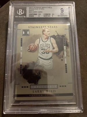 2017-18 Impeccable Stainless Star Gold /10 LARRY BIRD Bgs 9 Mt CELTICS - Image 1 of 2
