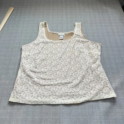Kathleen Kirkwood 背心上衣衬衫女式 2X Y2K 童话花边覆盖面霜弹力 — 第 1/4 张图片