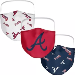 Atlanta Braves Fanatics Adult All-Over Logo Face Mask 3-Pack – Official MLB - Picture 1 of 5