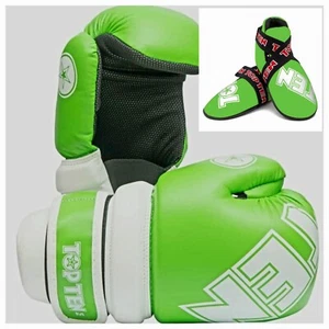 TOP TEN SUPERLIGHT grün weiß Handschuhe Stiefel POINT KARATE TMA TKD SICHERHEITSAUSRÜSTUNG SET - Bild 1 von 7