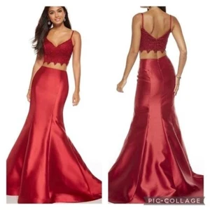 NEW Alyce Paris lace 2 pieces red long mermaid maxi gown dress 60633 8 - Picture 1 of 9