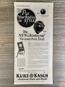 Kurz Kasch Radio Aristocrat Vernier Port Dial Knob Dayton 1927 Vintage Print Ad - Bild 1 von 1