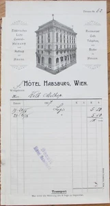 Hotel Habsburg Wien Viena Austria 1907 Membrete Elevador Temprano Teléfono Café - Imagen 1 de 1