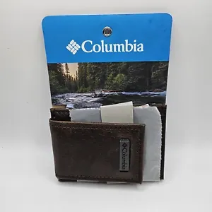 Columbia Men's Leather RFID Slim Wallet w/ Magnetic Clip Brown NEW Free Shipping