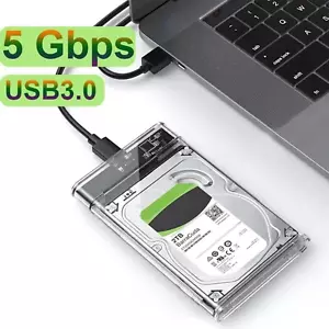 Transparent external hard disk enclosure for SATA HDD and SSD, USB 3.0, 2.5” - Afbeelding 1 van 5