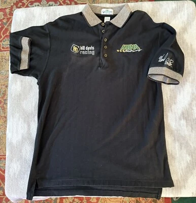 Camisa Polo Ward Burton Años 90 De Colección Negra Talla L Rara MBNA Bill Davis Carreras Logotipos Foto 1 de 4