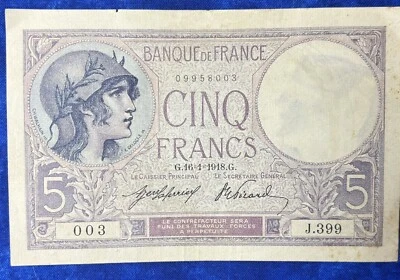 França 1918 5 francos - Imagem 1 de 2