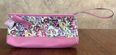 ANN TAYLOR LOFT Rosa Lavanda Blanco Floral Muñequera Bolso sin asas Primavera Bolso de mano Usado en Excelente Condición Foto 1 de 4