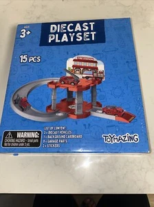 Diecast Playset Drivers Fire Station 15 Pcs with 3 vehicles etc. New - Picture 1 of 11