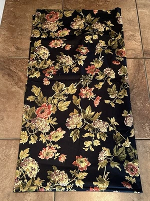 "Panel floral negro cuadrado de satén de algodón Waverly Garden vintage 42"" X 84""" Foto 1 de 4