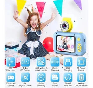 Kids Digital Camera Selfie 180°Flip Lens 2.4 In Screen Toddler Video Photos Fun - Picture 1 of 22