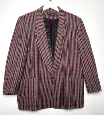 Blazer De Colección Años 80 Giorgio Sant Angelo Lana Berry Teal Cuadros Talla 14 Yugoslavia Foto 1 de 4