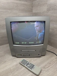 Emerson CRT TV 13" Retro Gaming Gray Television DVD Combo W/Remote EWC13D4 Works - Picture 1 of 11