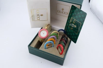 Gucci Change Bezel 11/12 Watch 12 Colors Gold Used Working Worn - Image 1 of 4