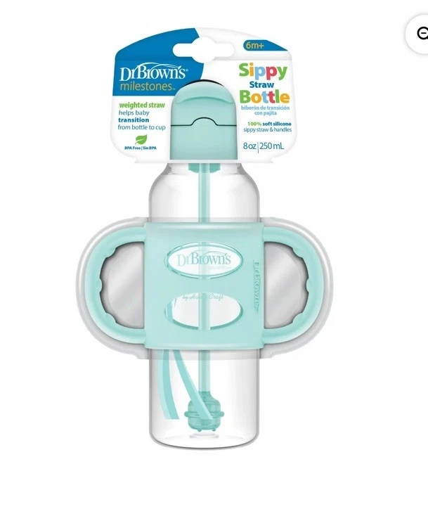 Dr. Brown's 8 унций Milestone Teal бутылки с ручками Sipper Getting 2 - Изображение 1 из 3