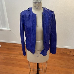 Armani Jeans Leather Jacket Women in Blue Size 42 - Picture 1 of 14