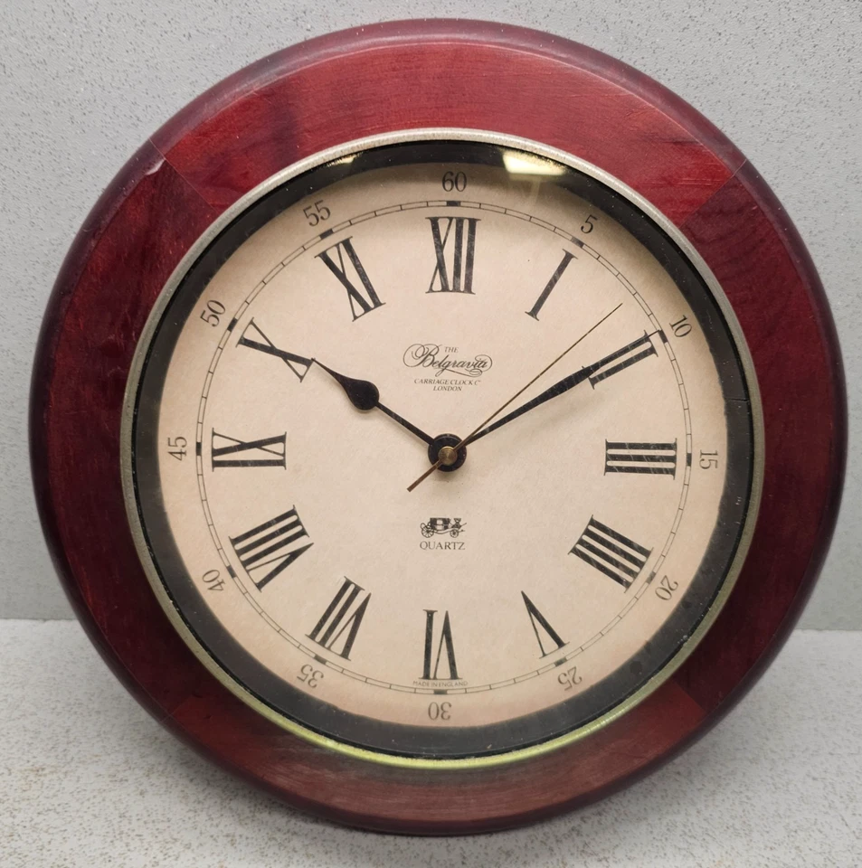 Belgravia Wooden Wall Clock Quartz Working Roman Numerals Vintage Style - Image 1 of 4