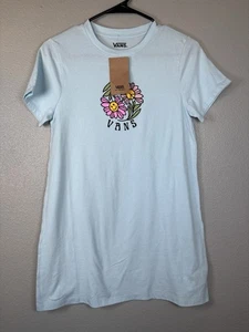 Vans Girls Tee Shirt Dress Large Blue New With Tags Flowers Elevated Minds - Picture 1 of 8