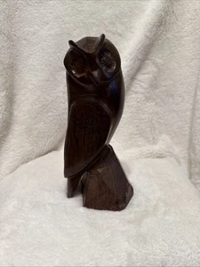 VTG MCM Hand Carved Ironwood Owl Sculpture Statue Figurine Decor 9-1/2" Tall - Picture 1 of 11