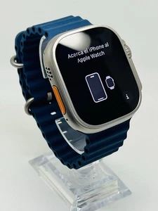 Apple Watch Ultra 49mm 1st Gen Natural Titanium & Blue Ocean Band - GREAT COND! - Picture 1 of 5