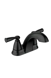Moen Banbury 4 pollici Centerset Rubinetto Bagno Doppio Manico Arco Basso Nero Opaco - Foto 1 di 3