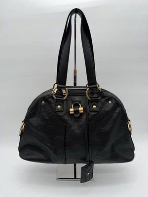 Yves Saint Laurent Muse 皮革手提包 黑色 — 第 1/4 张图片