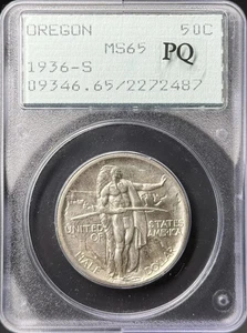 1936-S 50C Oregon PCGS Rattler MS65 Commemorative Half Dollar 02272487 - Picture 1 of 2