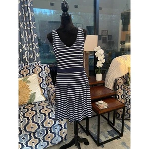 Tart Collections Medium NWT Navy & White Striped SOFT Lined Fit & Flare Dress - Picture 1 of 4