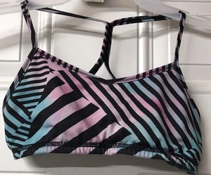 Ivivva by Lululemon Blue & Black Striped Drill Sports Bra Size 12 Power Y Back - Picture 1 of 3