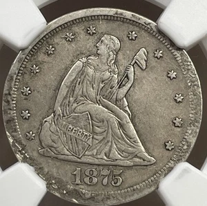 1875-S pezzo da venti centesimi 20c NGC - dettaglio AU. Appena Classificato - Foto 1 di 4
