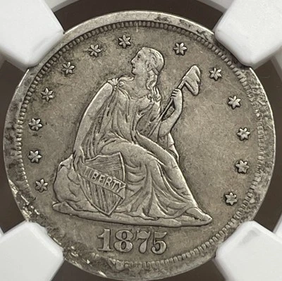 1875-S Twenty Cent Piece 20c  NGC  - AU Detail. Freshly Graded - Image 1 of 4