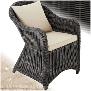 Gartenstuhl Polyrattan Braun Korbsessel Gartenmöbel Korb Stuhl Sessel + Kissen - Bild 1 von 30