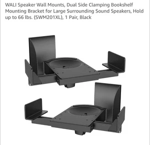 2 Pieces Speaker Wall Mounts,Dual Side Clamping Bookshelf Mounting Bracket Large - Picture 1 of 12