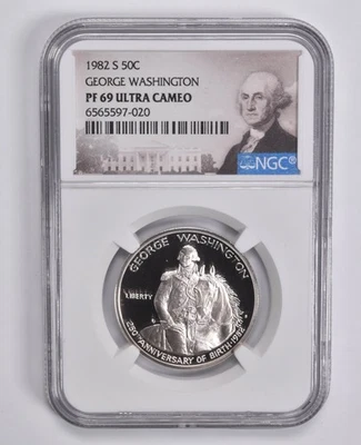 1982-S PF69 George Washington Commemorative Half Dollar NGC Special Lbl *7621 - Image 1 of 4